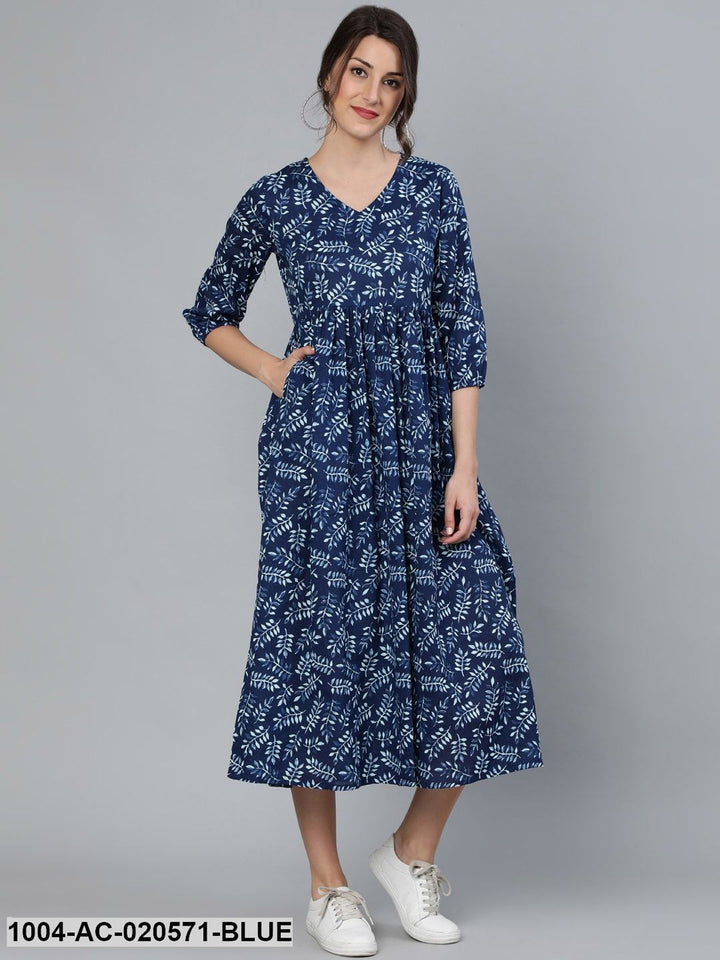 Nayo blue cotton printed dress – wholesale supplier