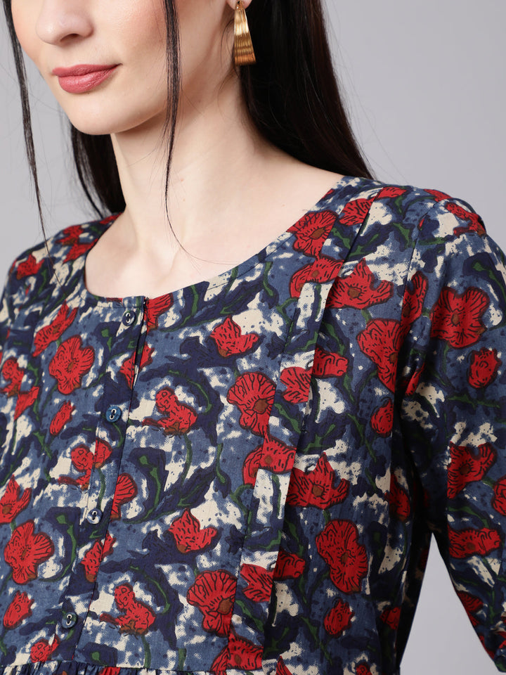 Ethnic Printed Flared Maternity Dress