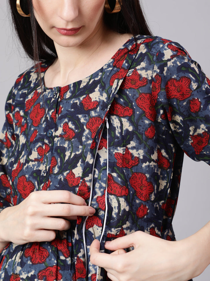 Ethnic Printed Flared Maternity Dress