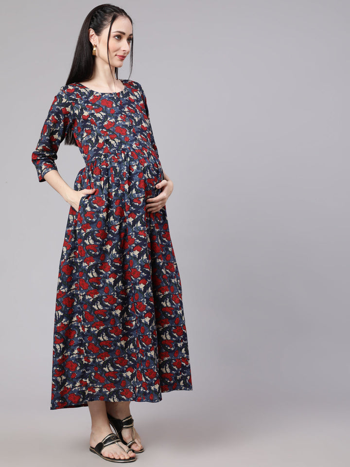 Ethnic Printed Flared Maternity Dress