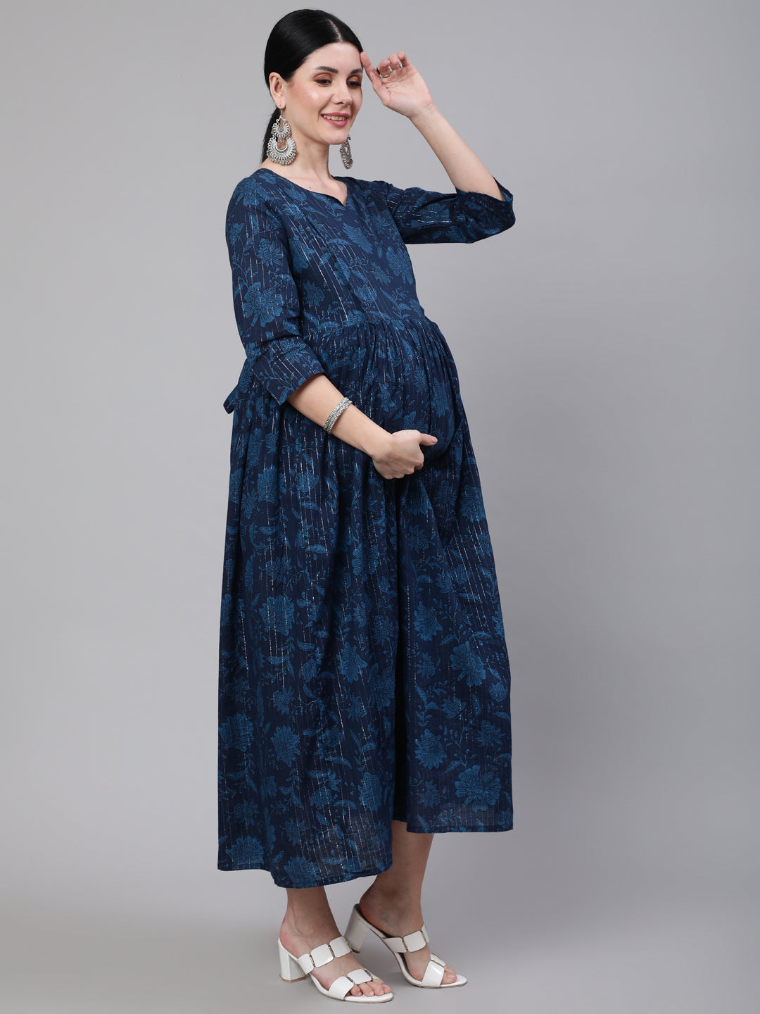 Ethnic Printed Flared Maternity Dress