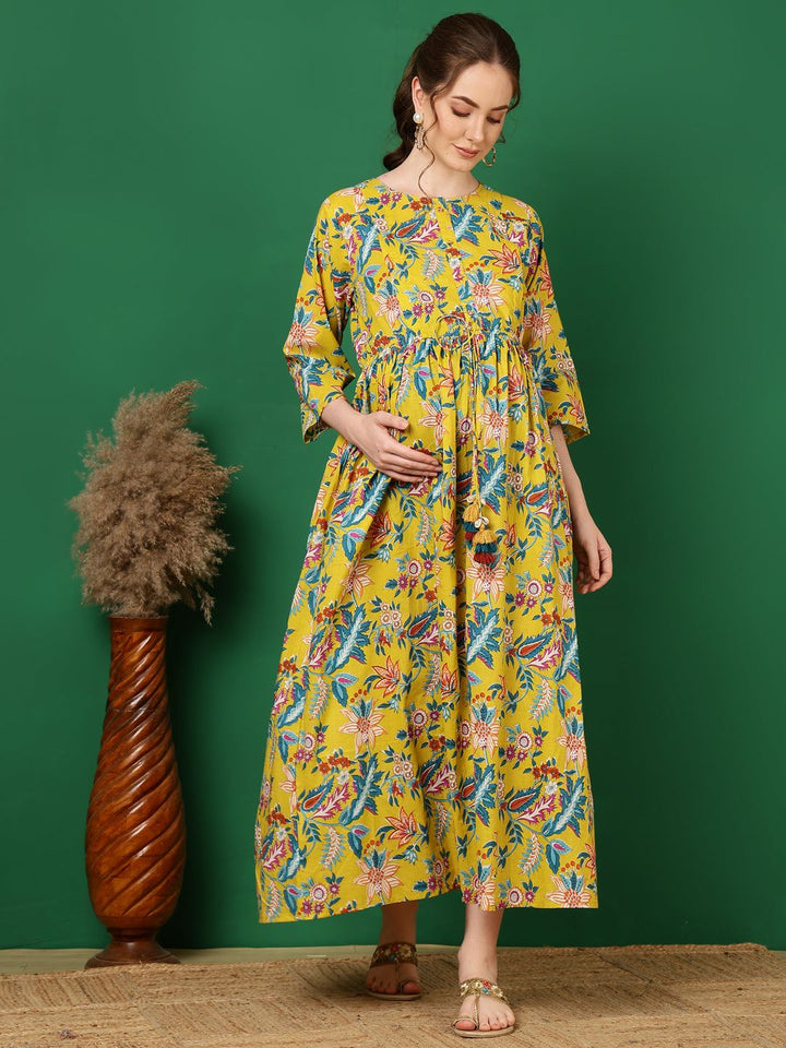 Printed Flared Maternity Dress