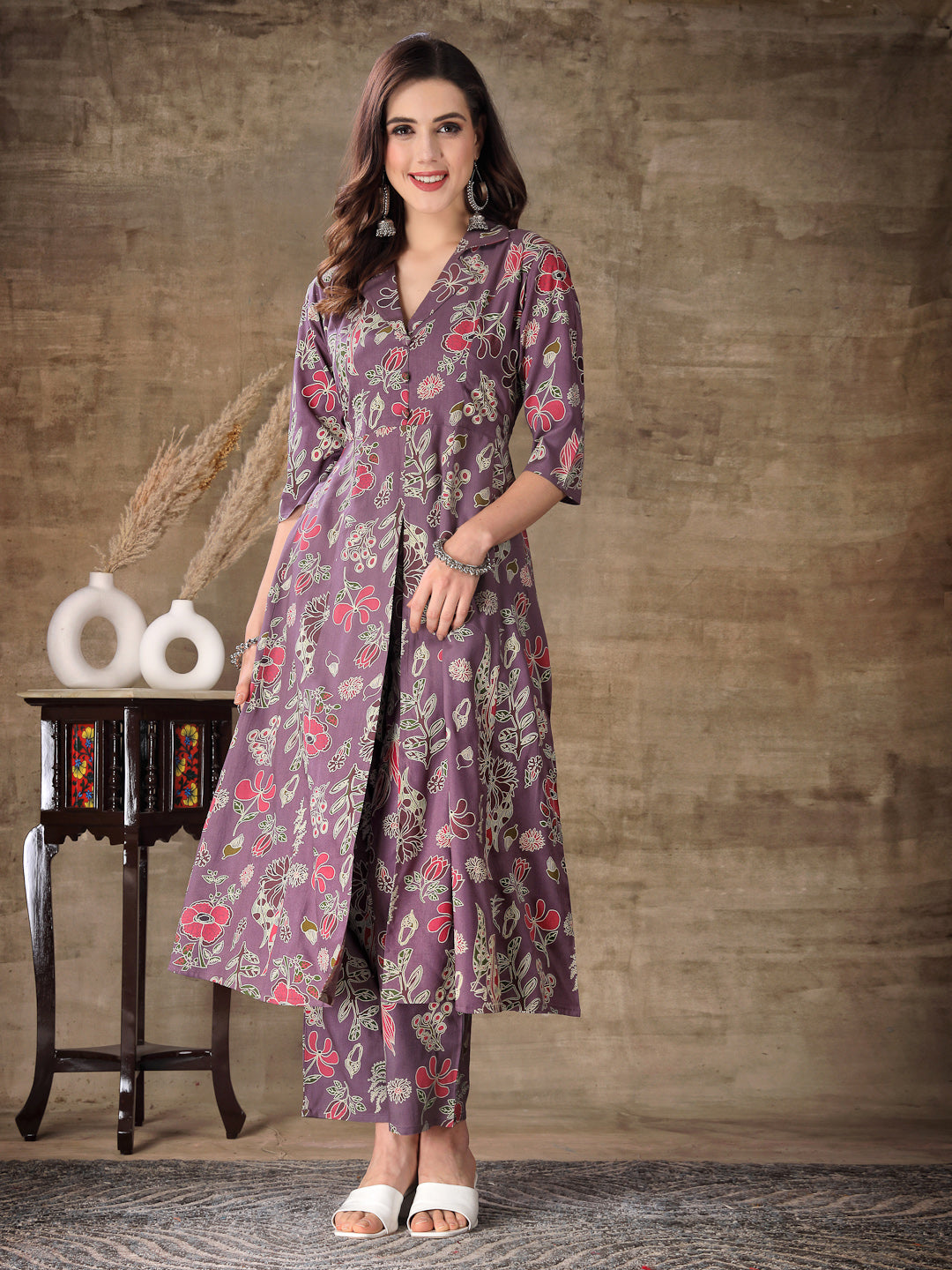 Stylum mauve rayon printed ethnic wear wholesale manufacturer & exporter from India