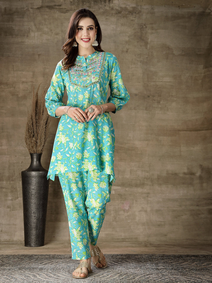 Stylum turquoise cotton printed ethnic wear – wholesale manufacturer & exporter from India