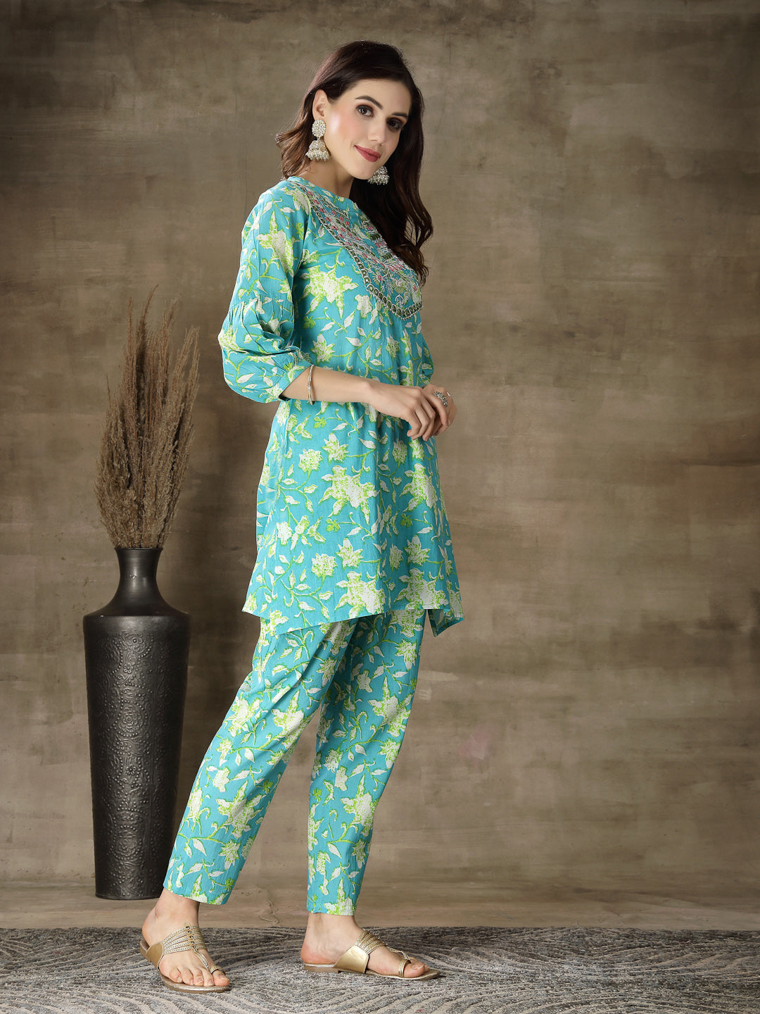 Printedembroidered Cotton Co-Ord Set