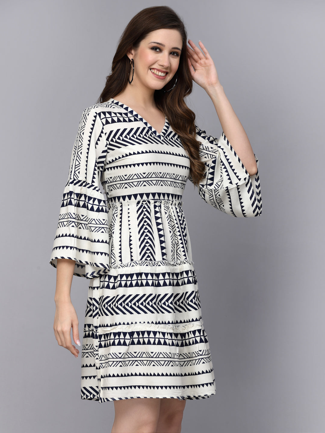Printed Rayon Tiered Dress