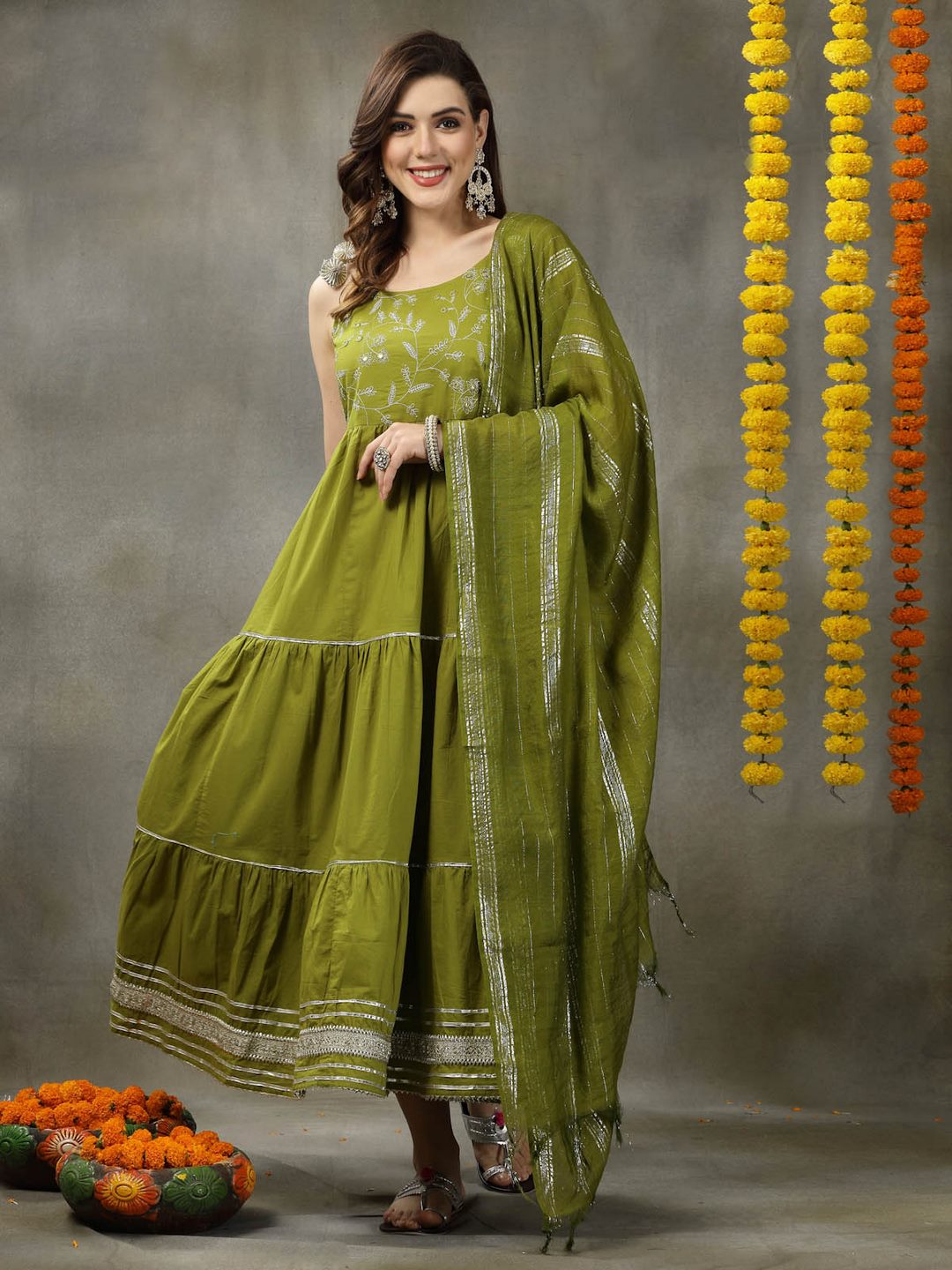 Stylum green cotton embroidered kurta wholesale manufacturer & exporter from India