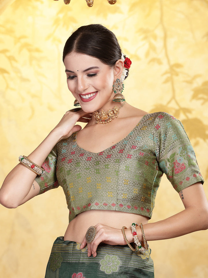 Ethnic Motifs Zari Border Organza Saree