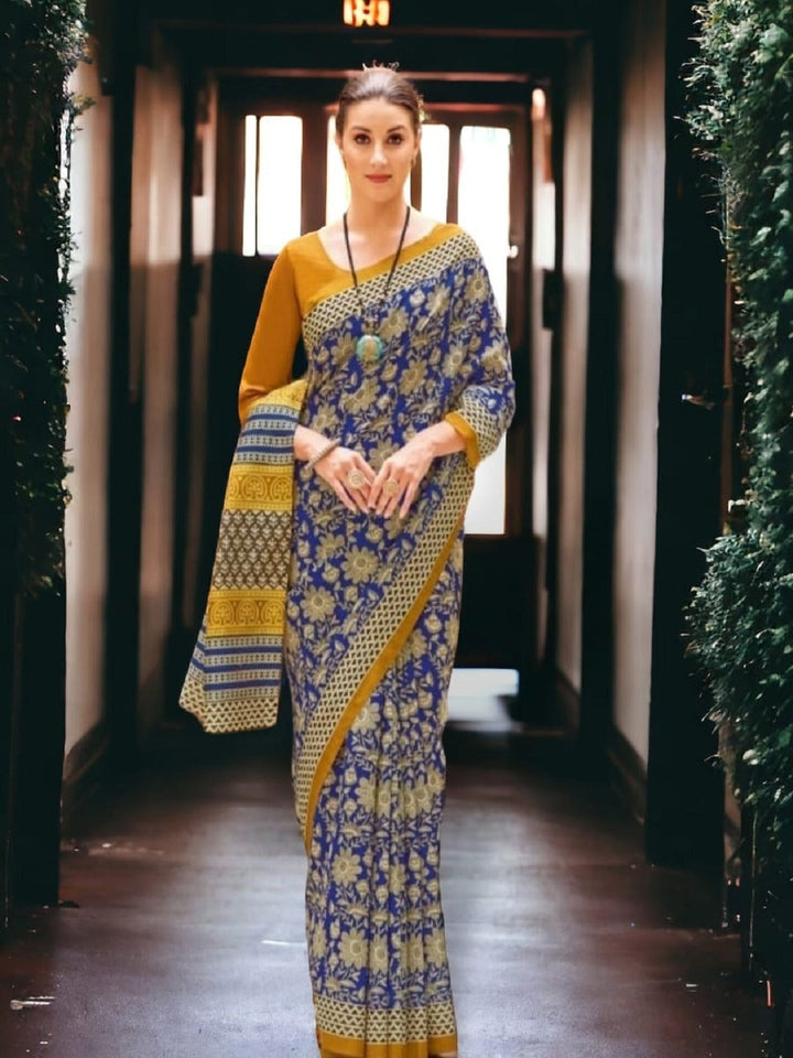 Floral Printed Bhagalpuri Silk Saree