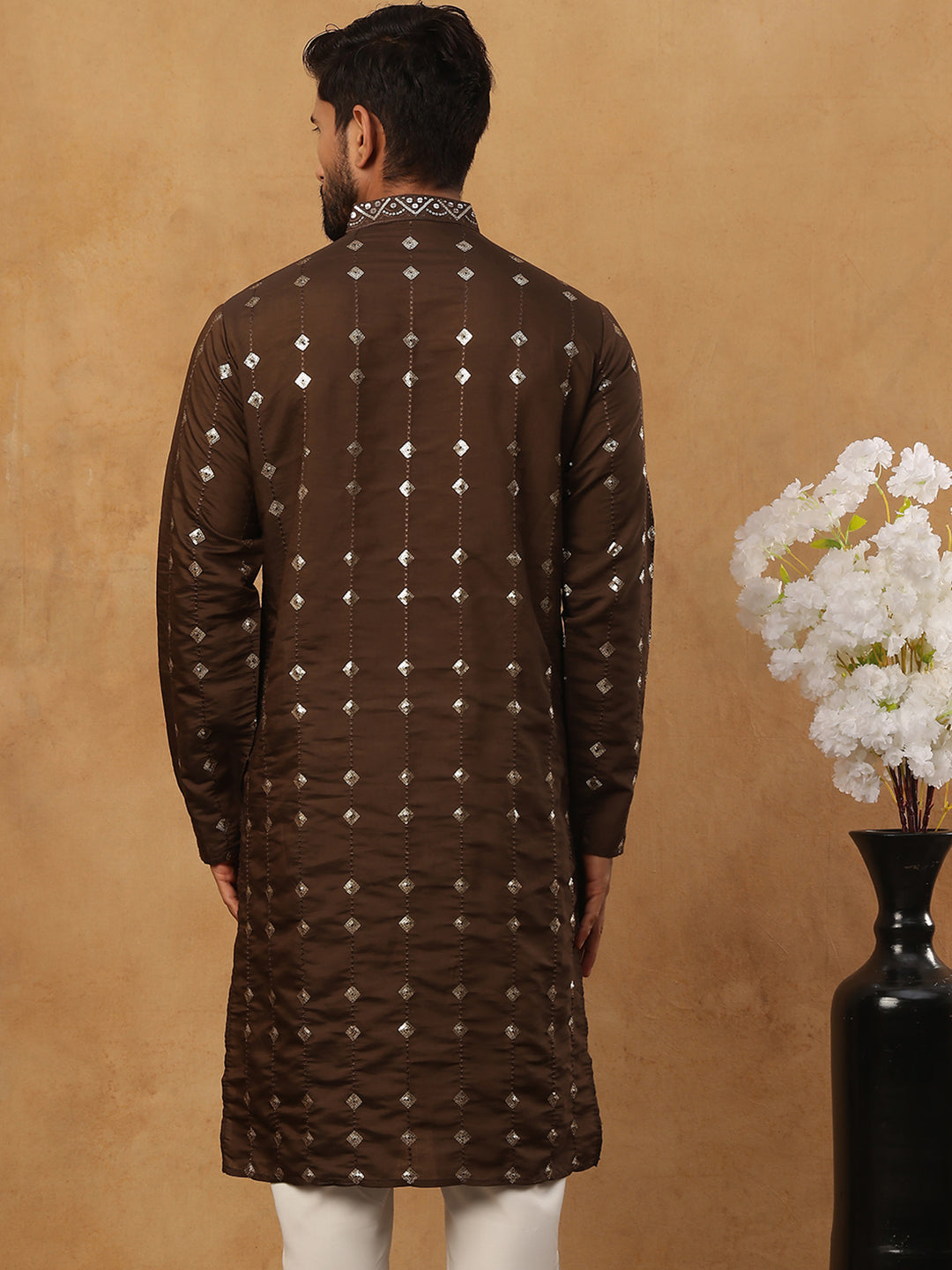 Festive Silk Blend Sequin Work Kurta