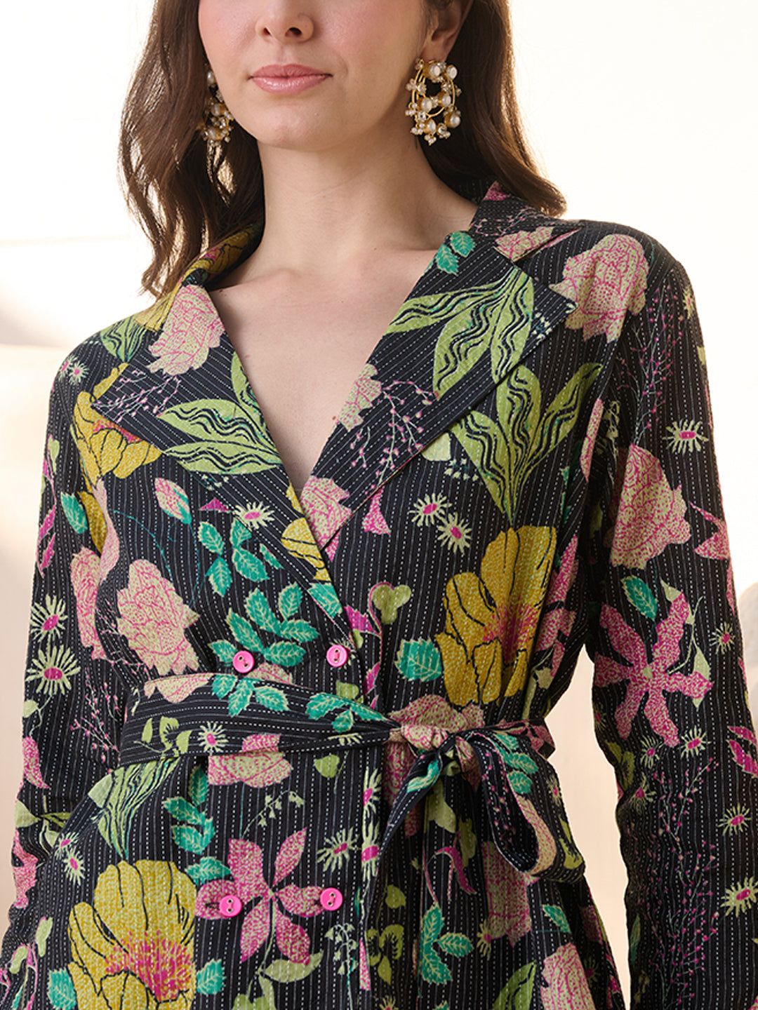 Floral Printed Katha Cotton Co-Ord Set