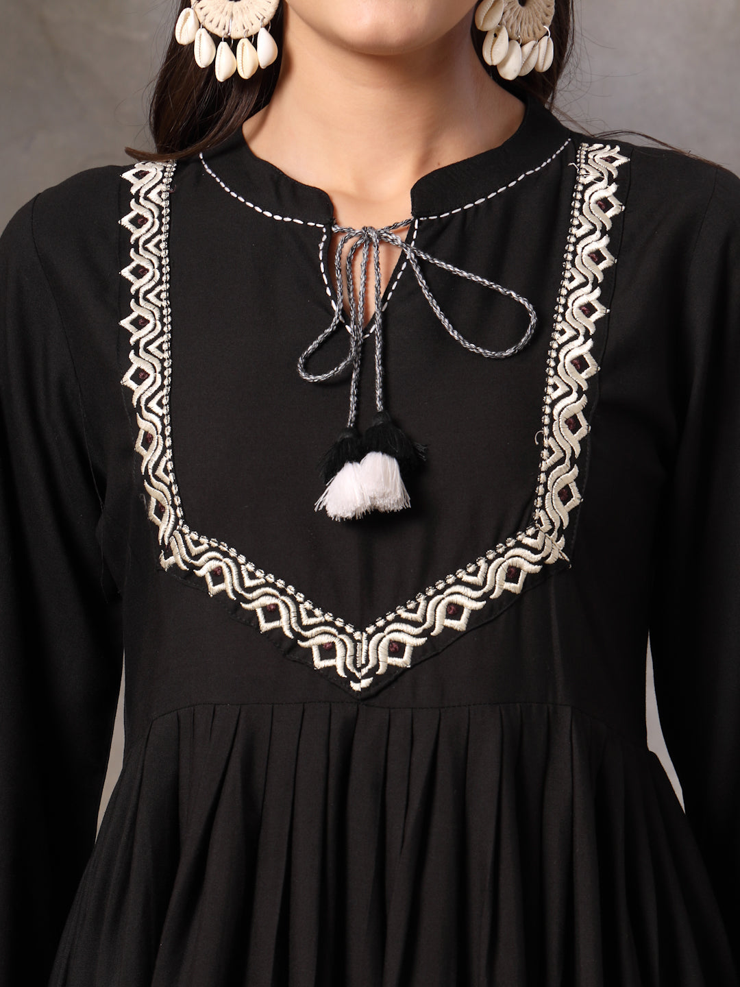 Botanical Printed Rayon Flared Dress