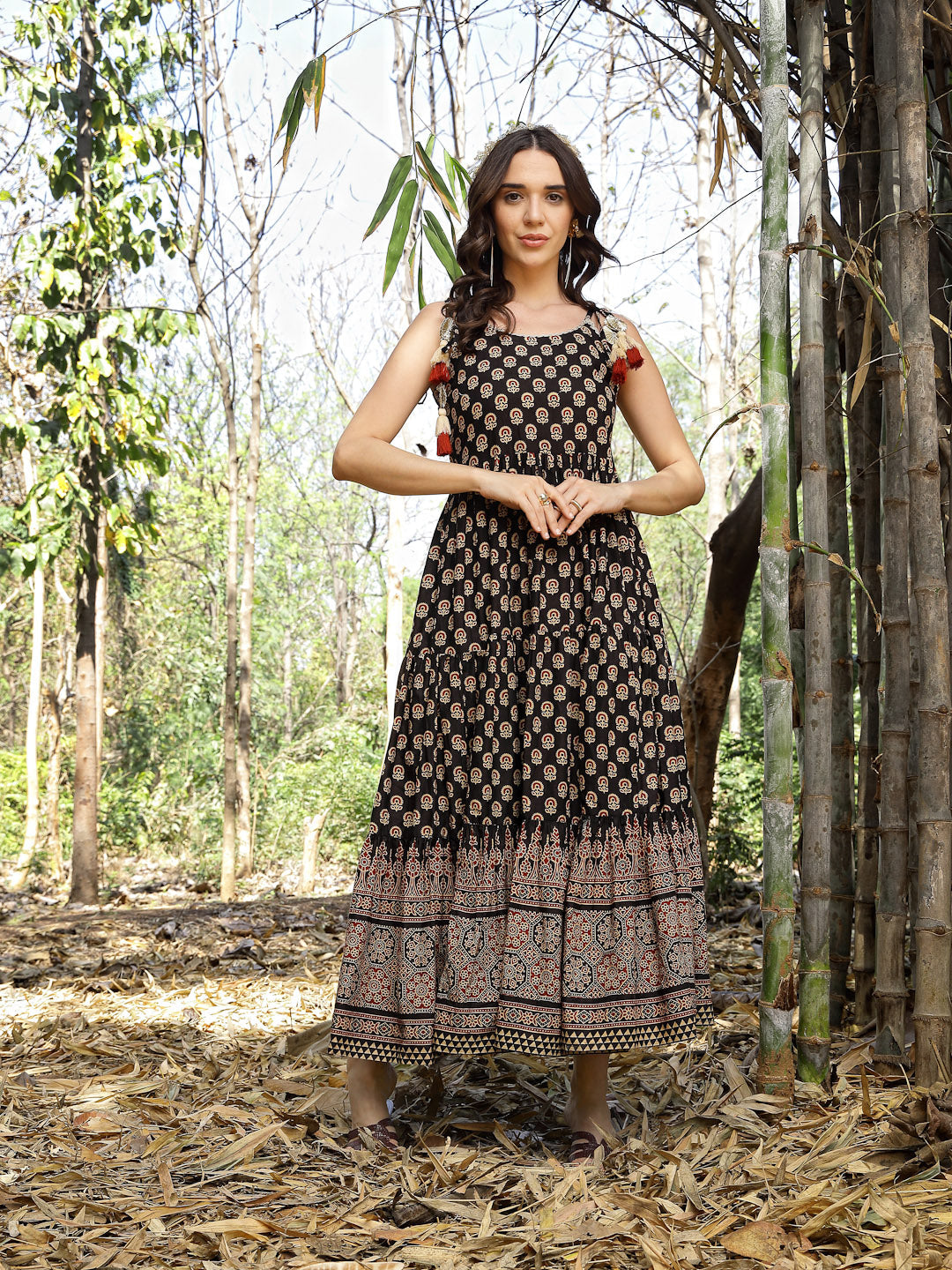 Stylum black cotton printed dress – wholesale supplier