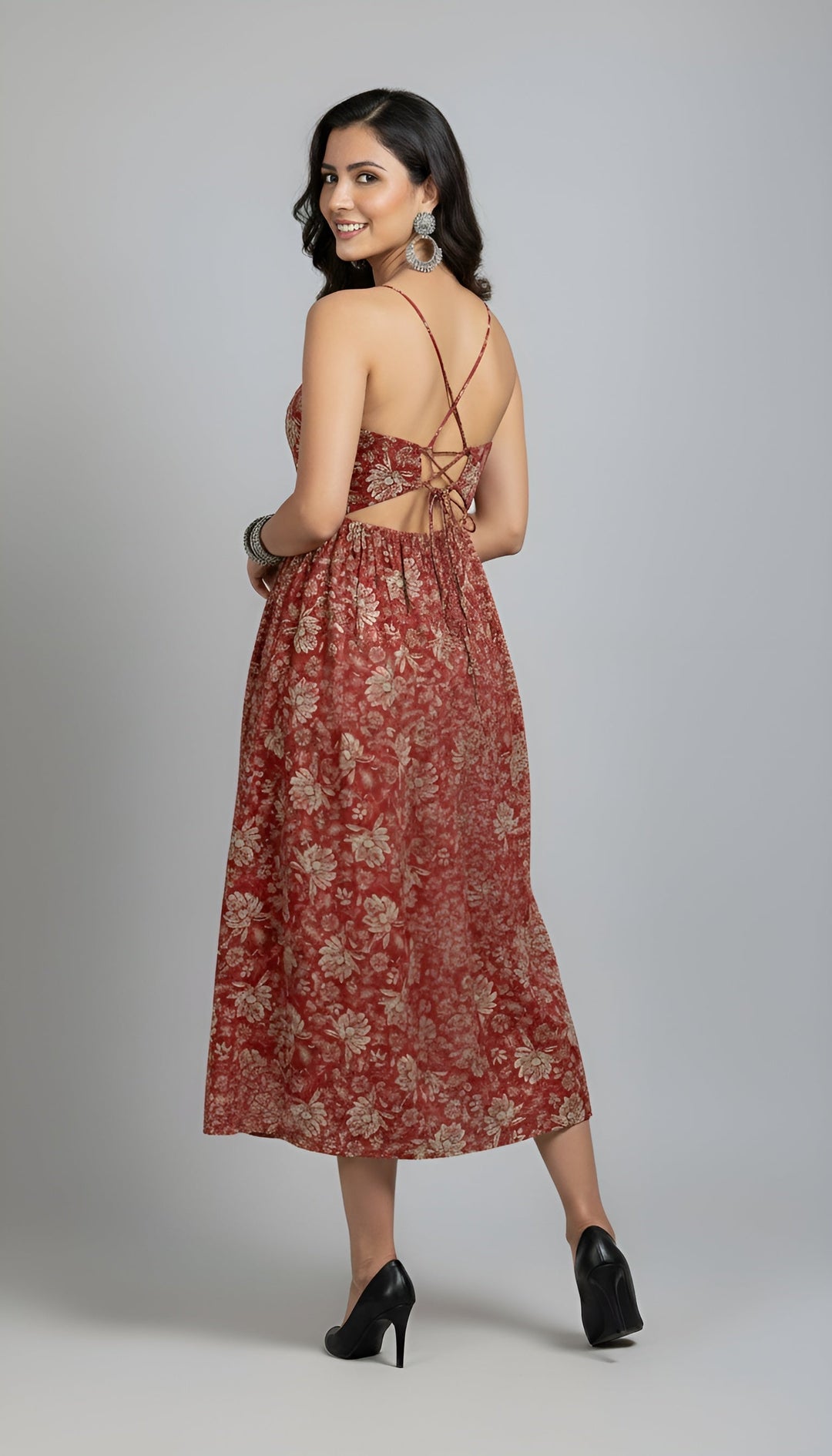 Printed Stylish Back Dress for Women