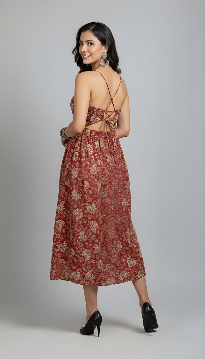 Printed Stylish Back Dress for Women