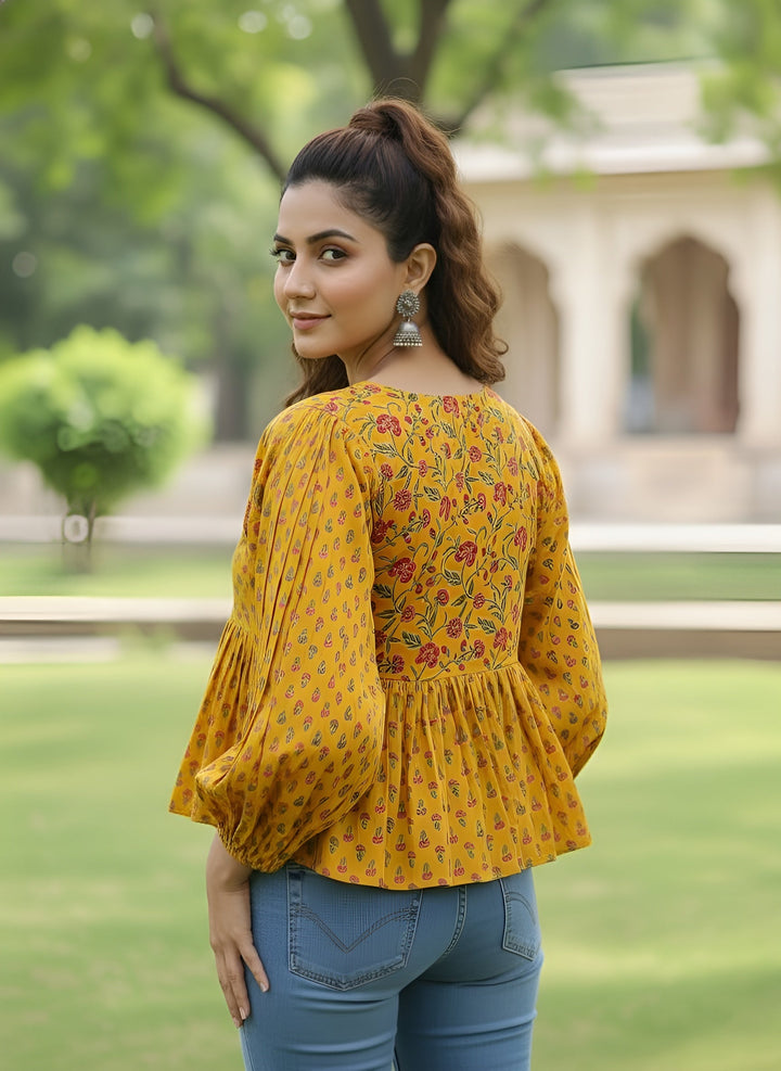 Printed Peplum Crop Top