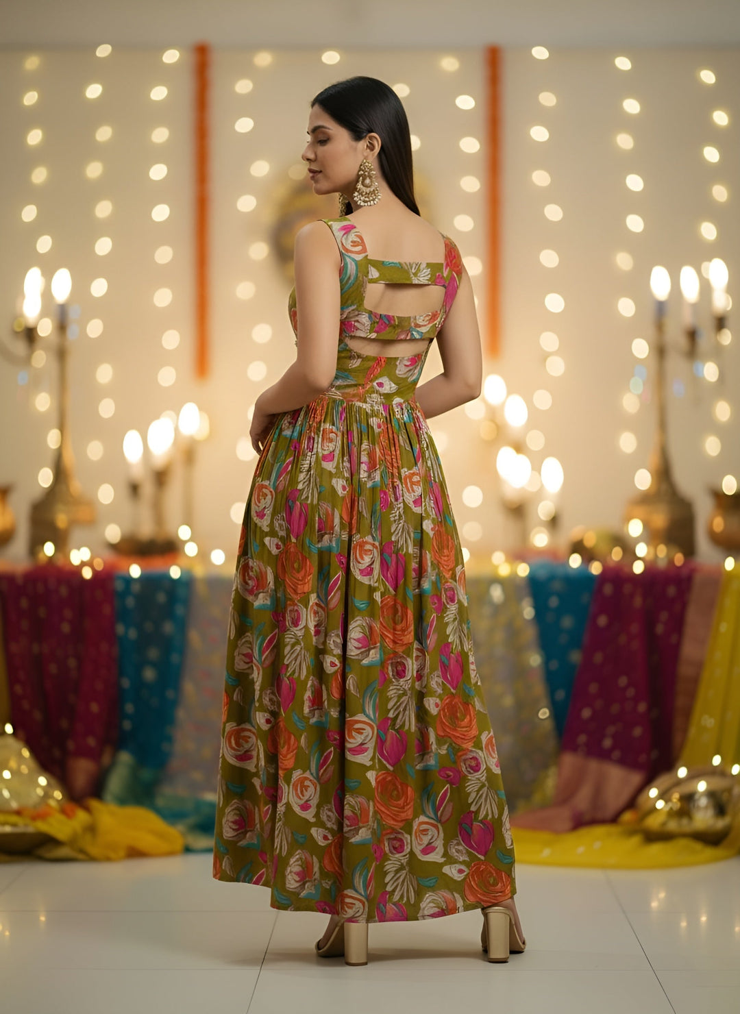 Floral Printed With Stylish Front Design Dress for Women