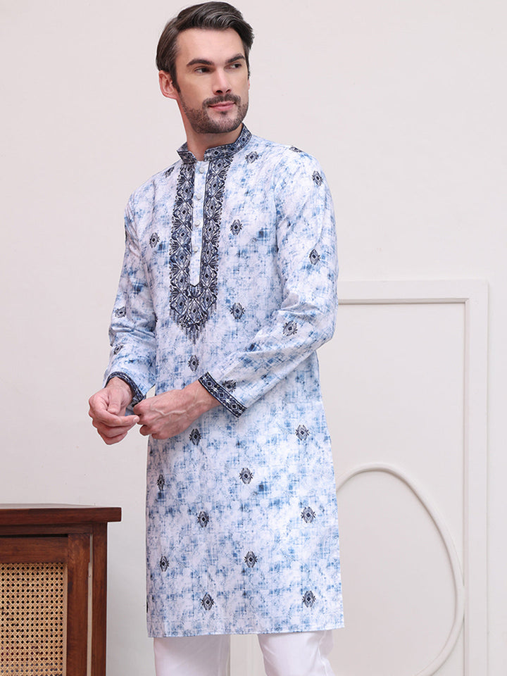Stone Print With Embroidered Kurtas