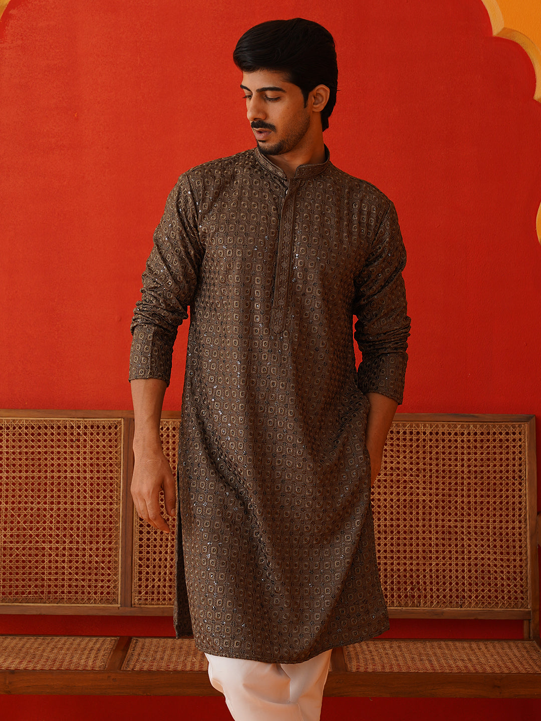 Embroidered Chikankari And Sequence Kurtas For Men