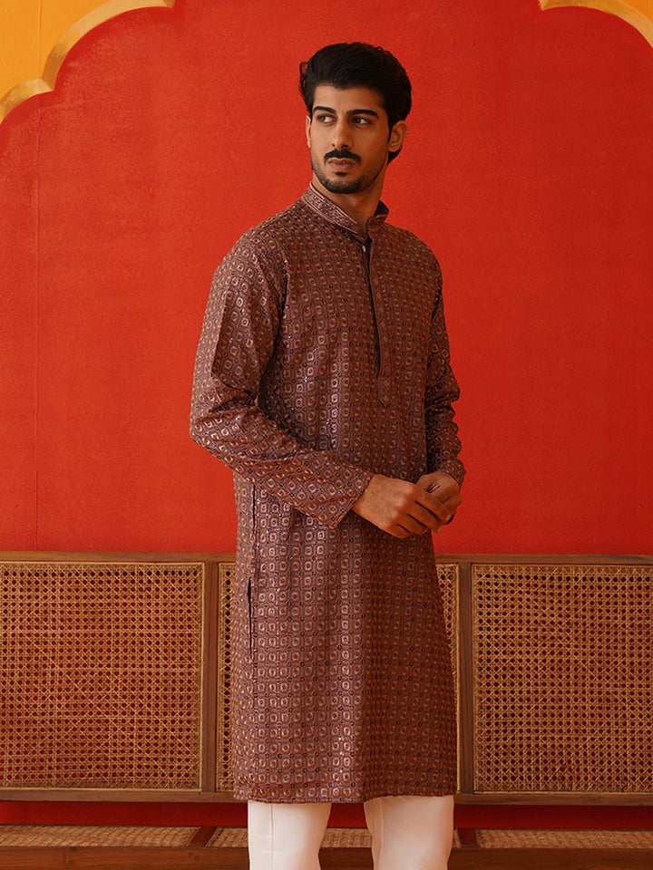 Embroidered Chikankari And Sequence Kurtas For Men