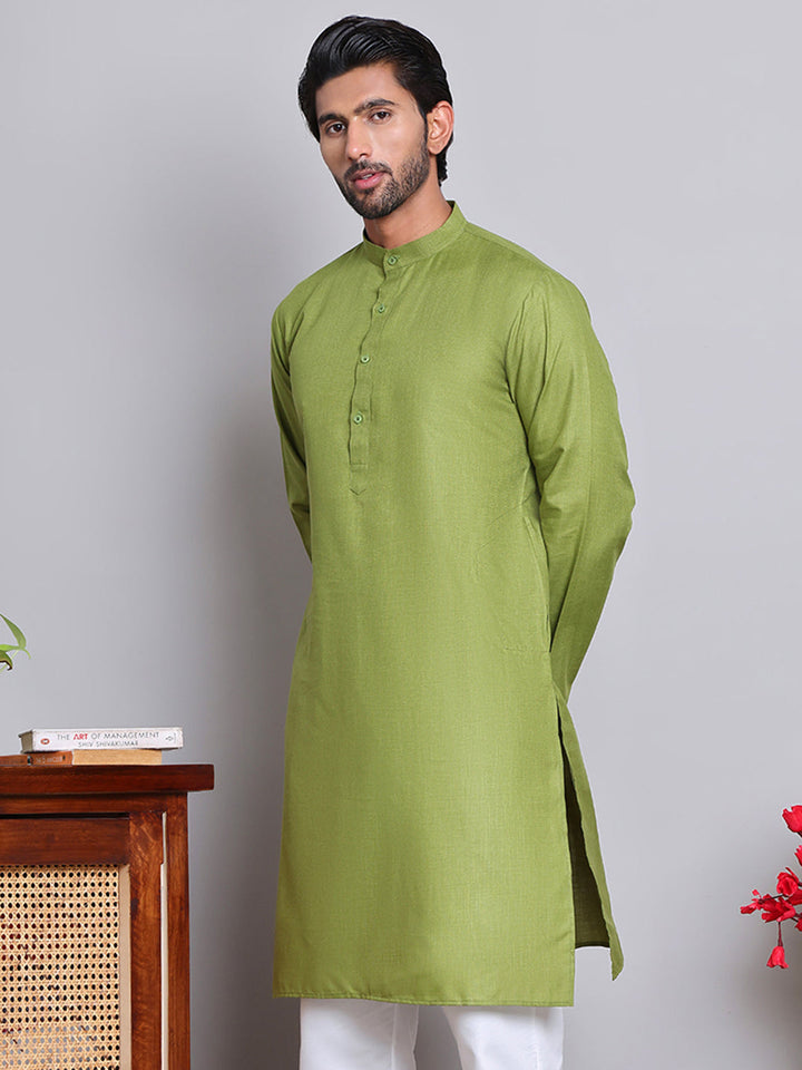 Solid Cotton Kurtas For Men