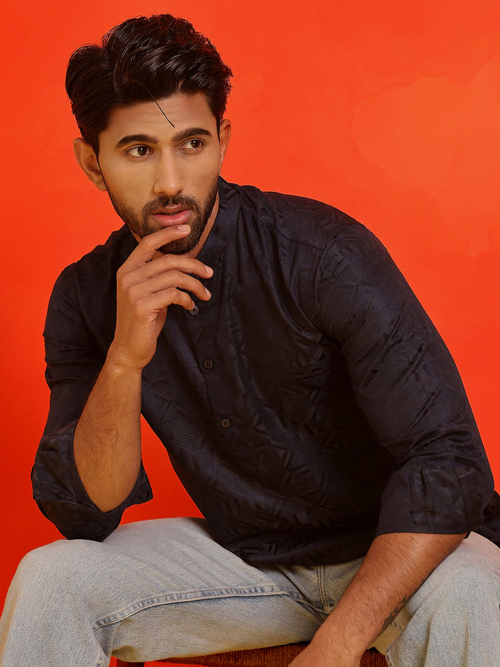 Woven Design Short Kurta For Men