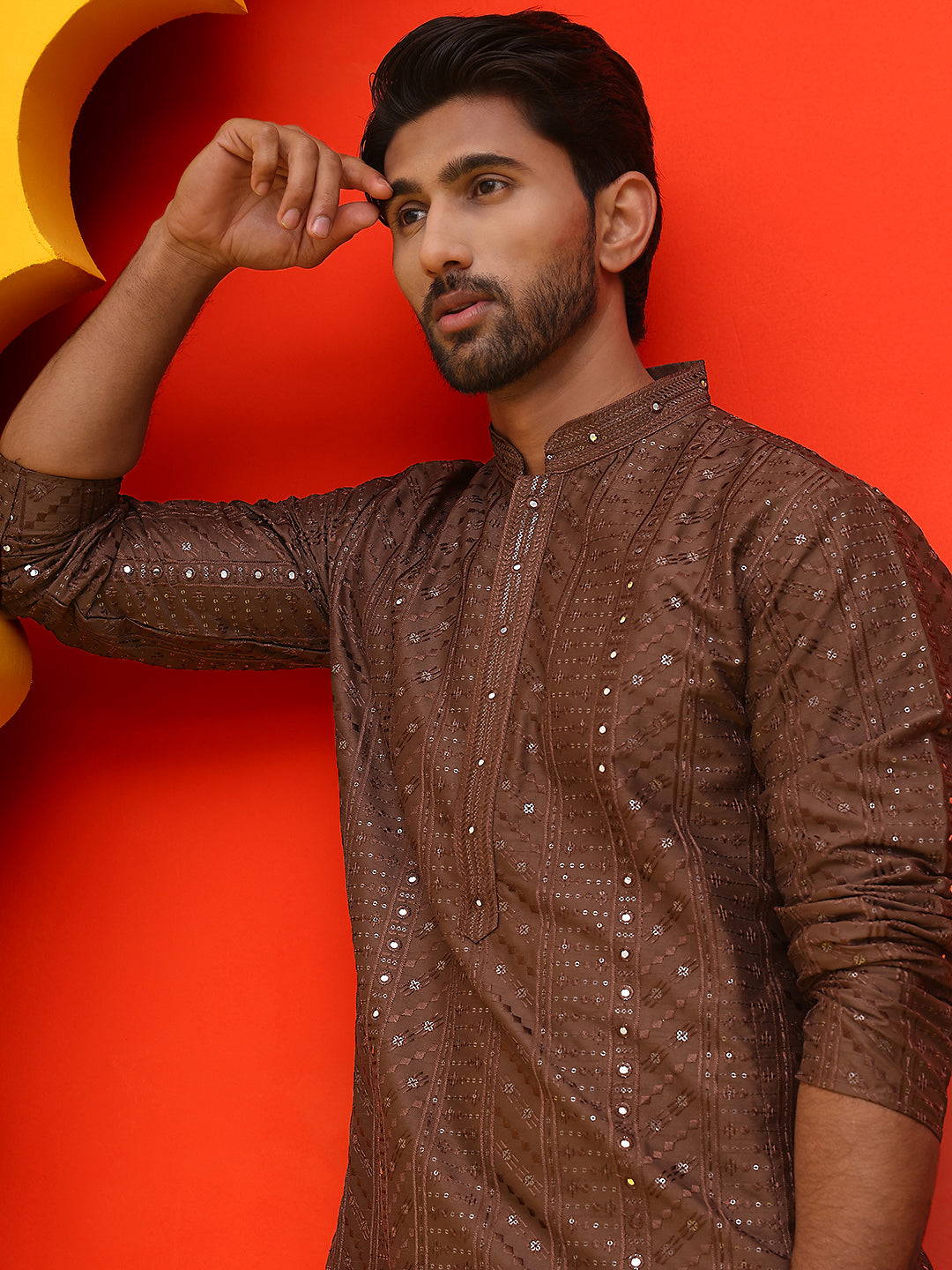 Embroidered Straight Kurtas For Men