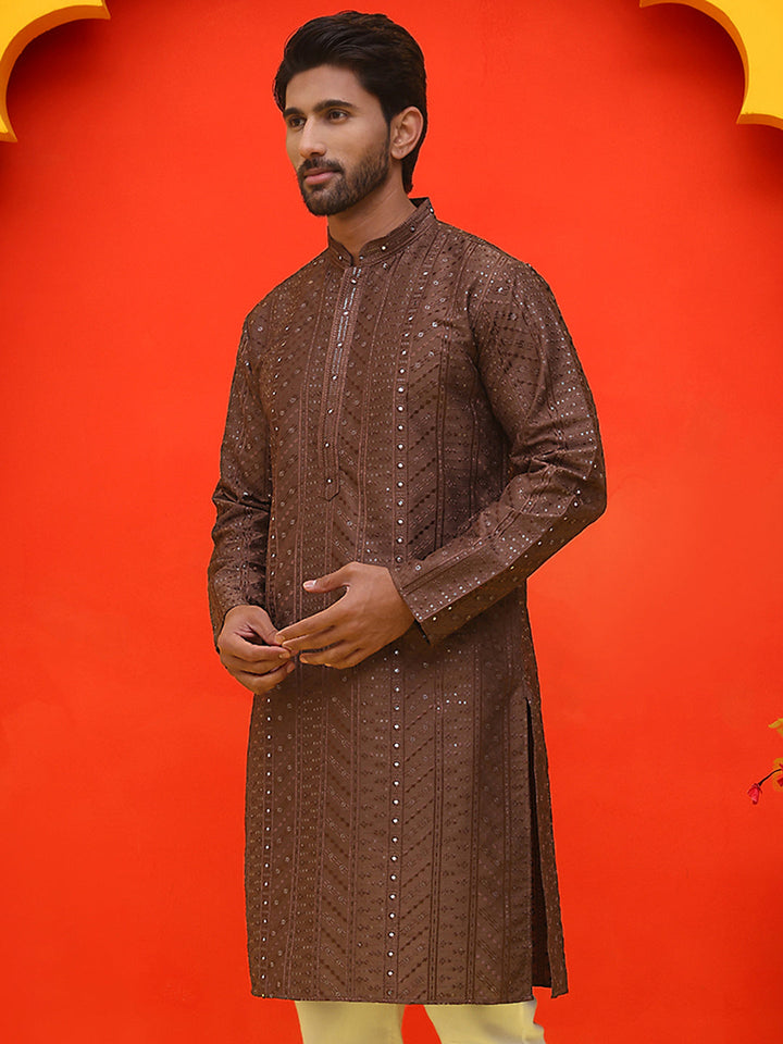 Embroidered Straight Kurtas For Men