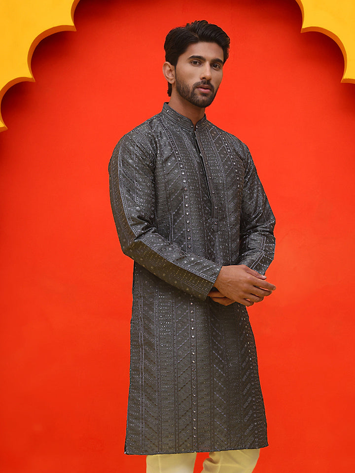 Embroidered Straight Kurtas For Men