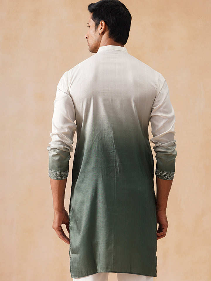 Silk Blend Embroidered Kurta