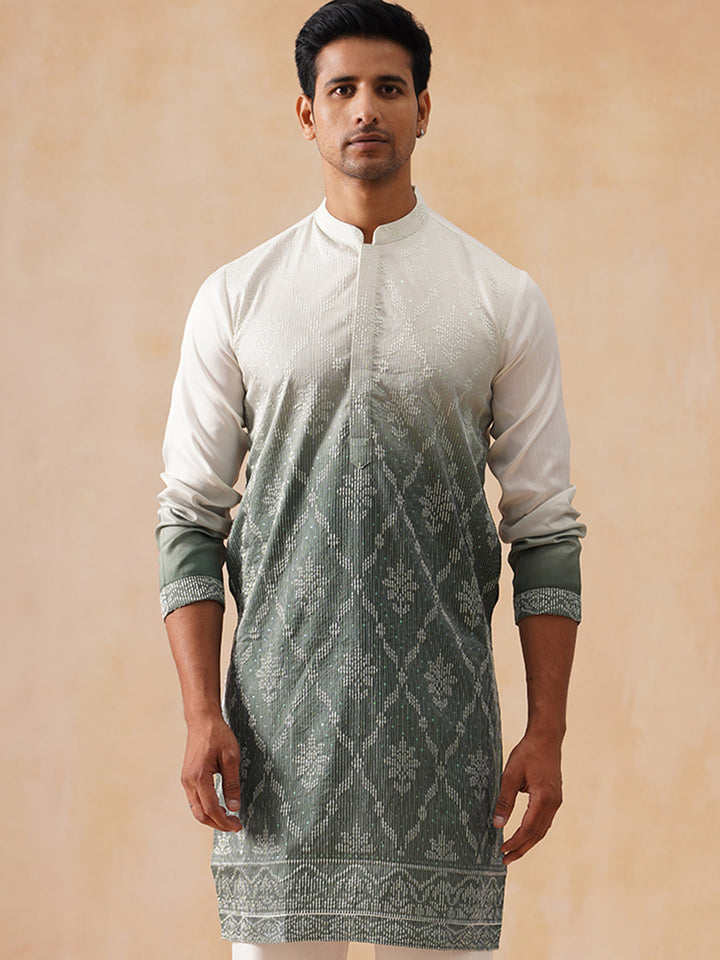 Silk Blend Embroidered Kurta
