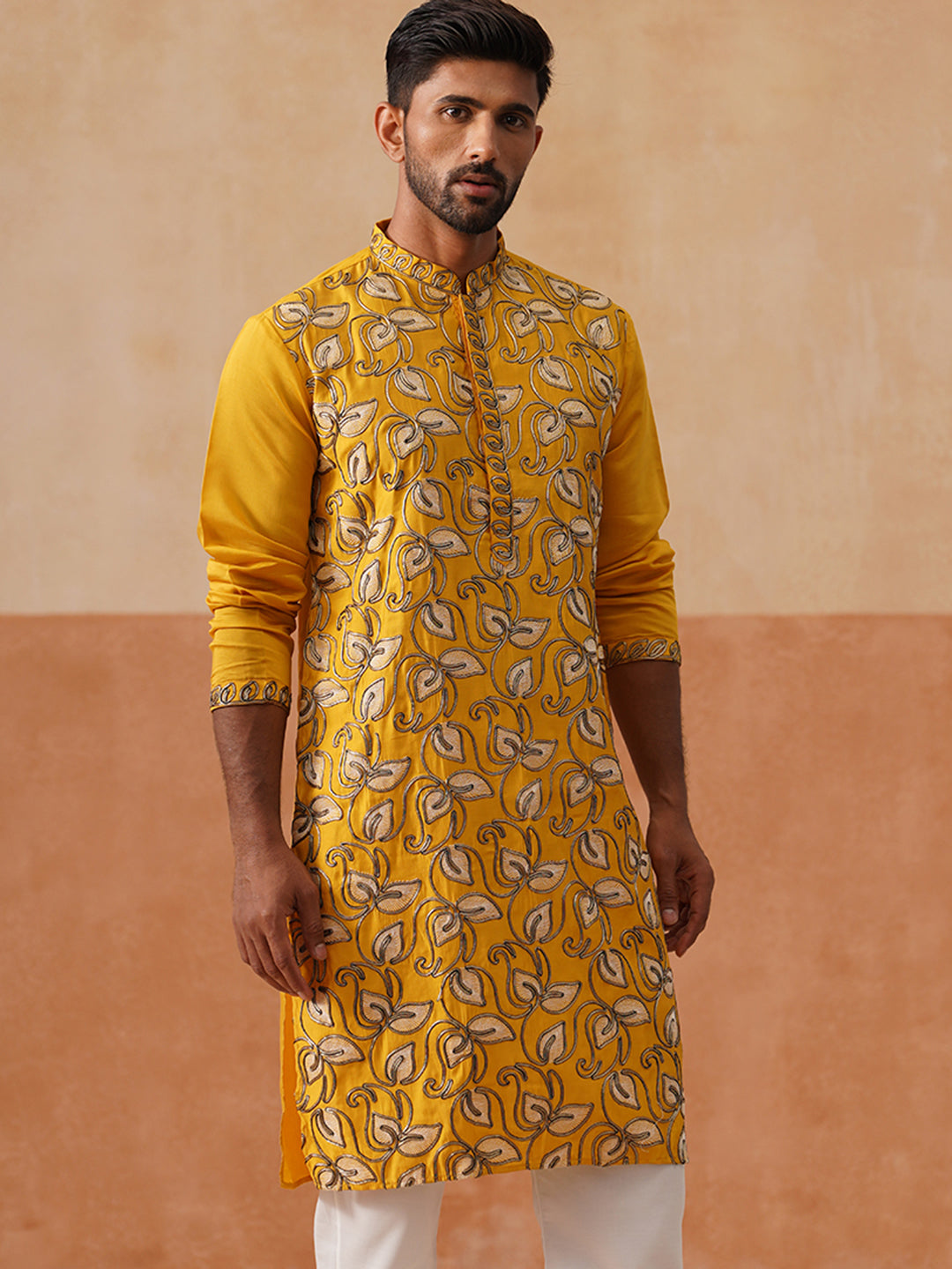 Silk Blend Embroidered Kurta