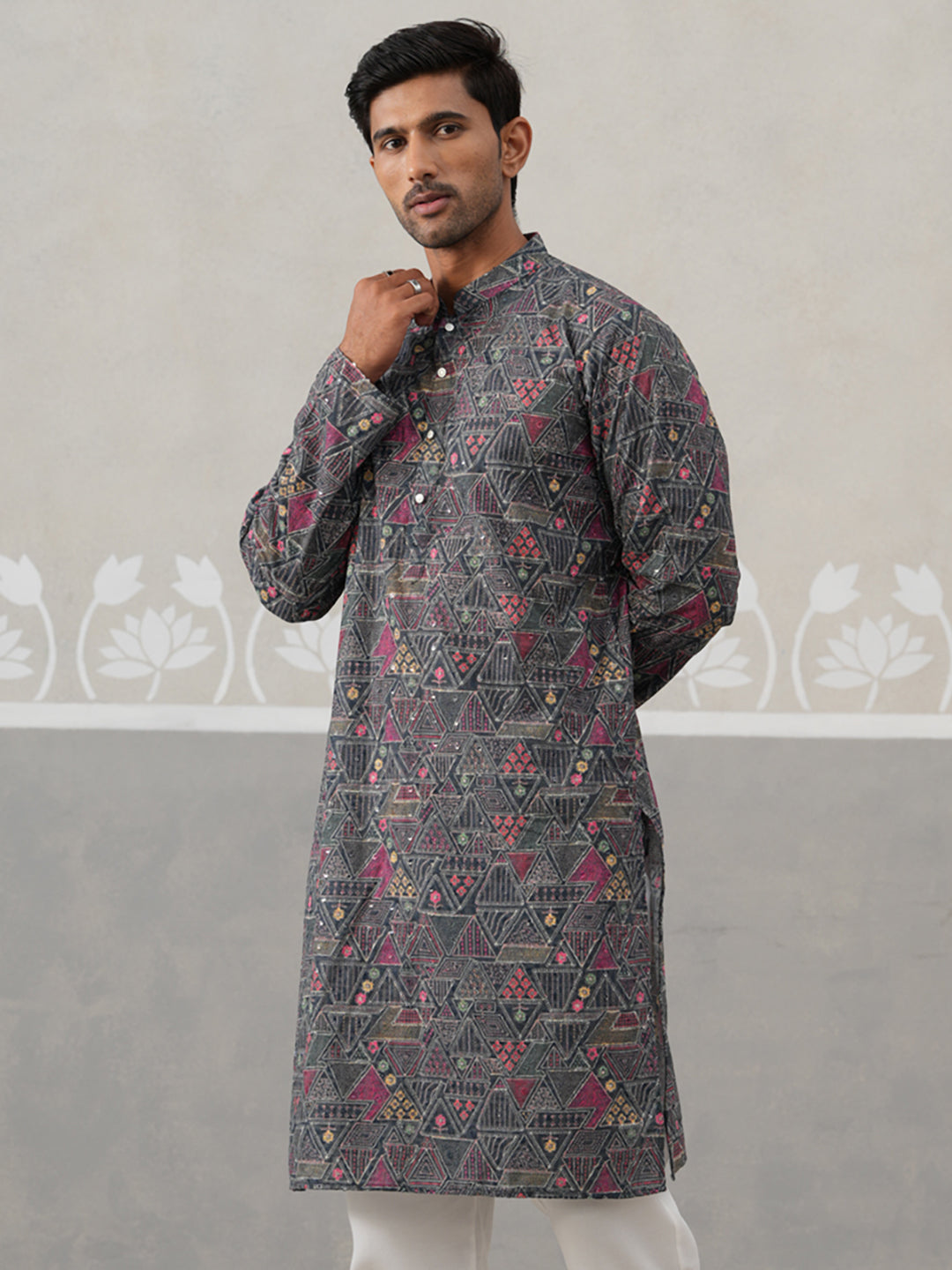 Printed And Embroidered Kurta.