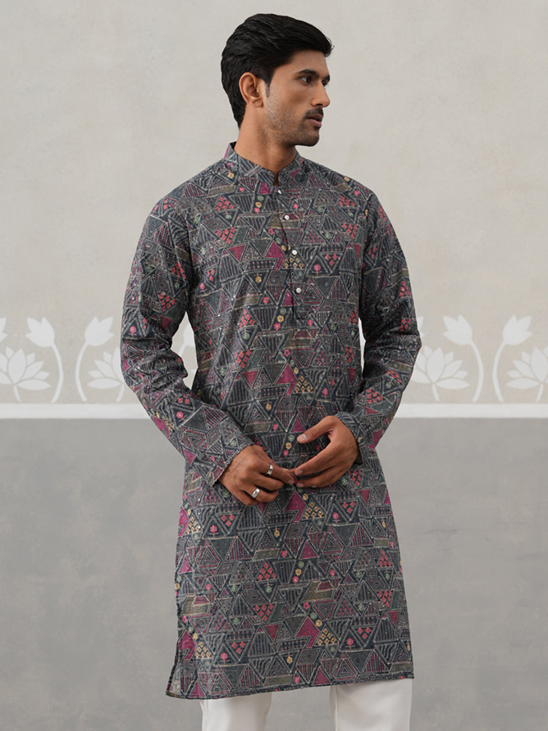 Printed And Embroidered Kurta.