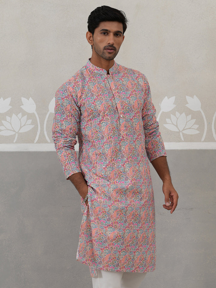 Printed And Embroidered Kurta.