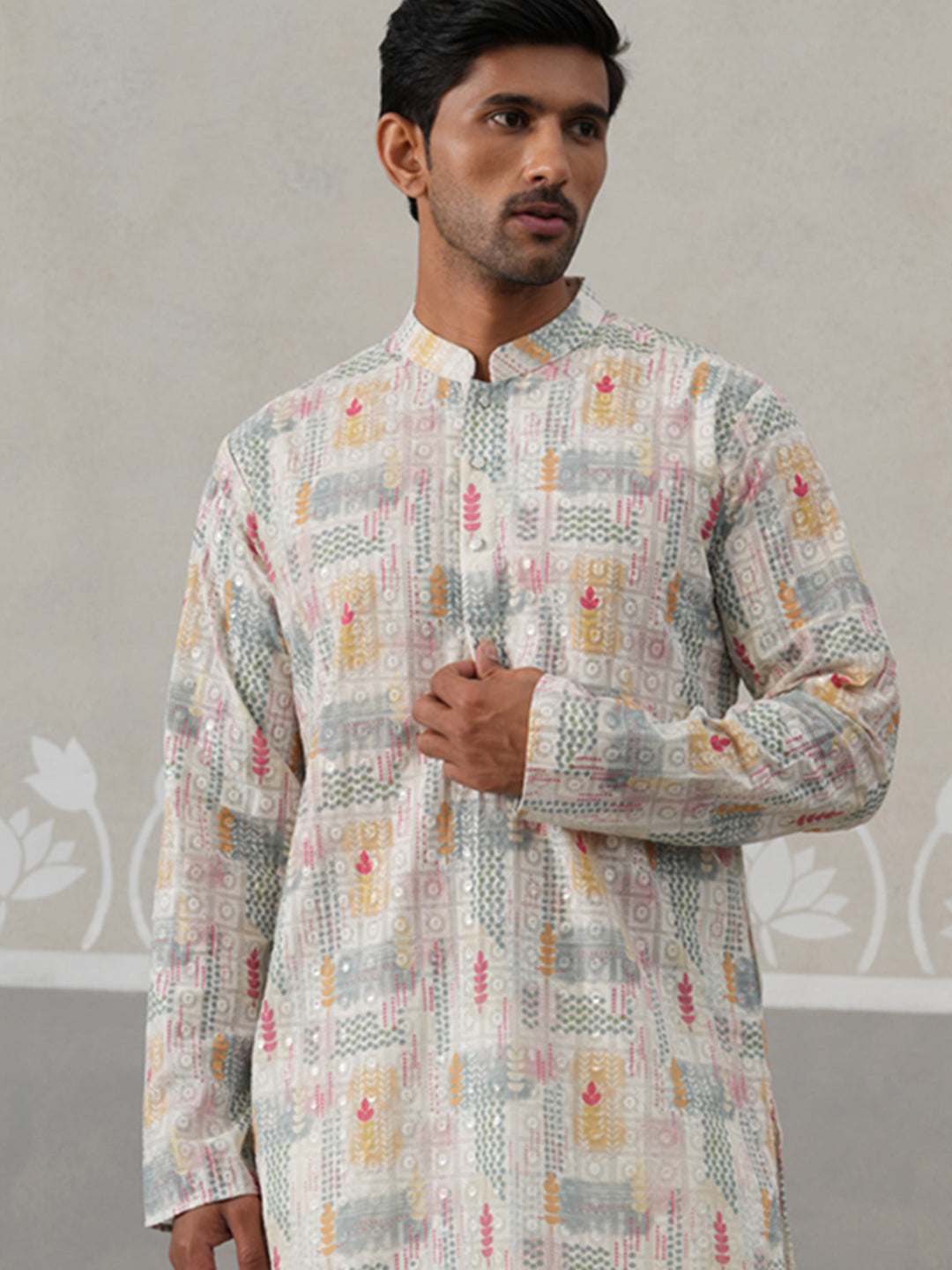 Printed And Embroidered Kurta.