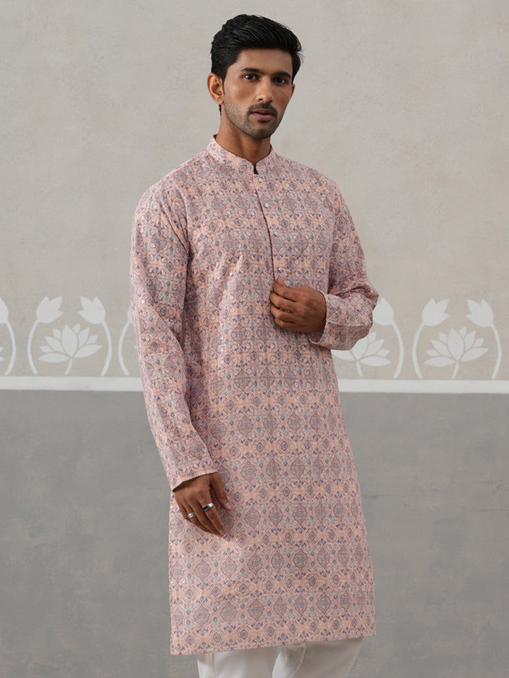 Printed And Embroidered Kurta.