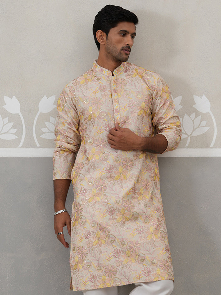 Floral Embroidered And Sequins Kurta