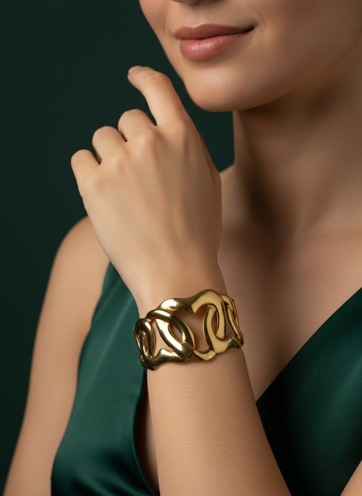 Premium Gold-Plated Bangle-Style Bracelet
