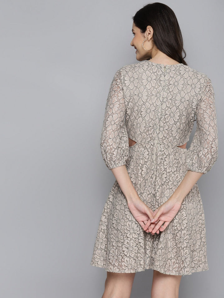 Women Lace Waist Cut-Out Dress