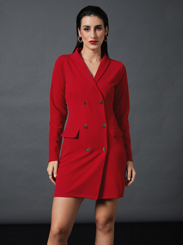 Women Double Breasted Blazer Dress