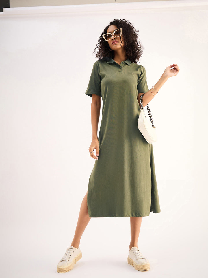 Women Oversized Collar T-Shirt Dress