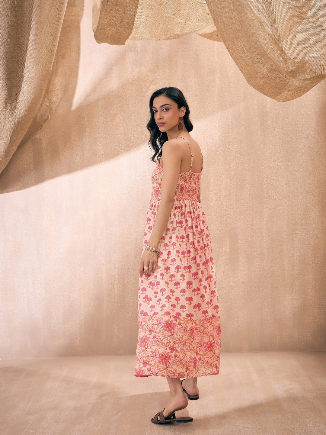 Women Ethnic Motif Floral Strappy Maxi