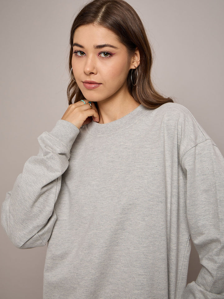Women Melange Terry Oversized Short Sweat Dress