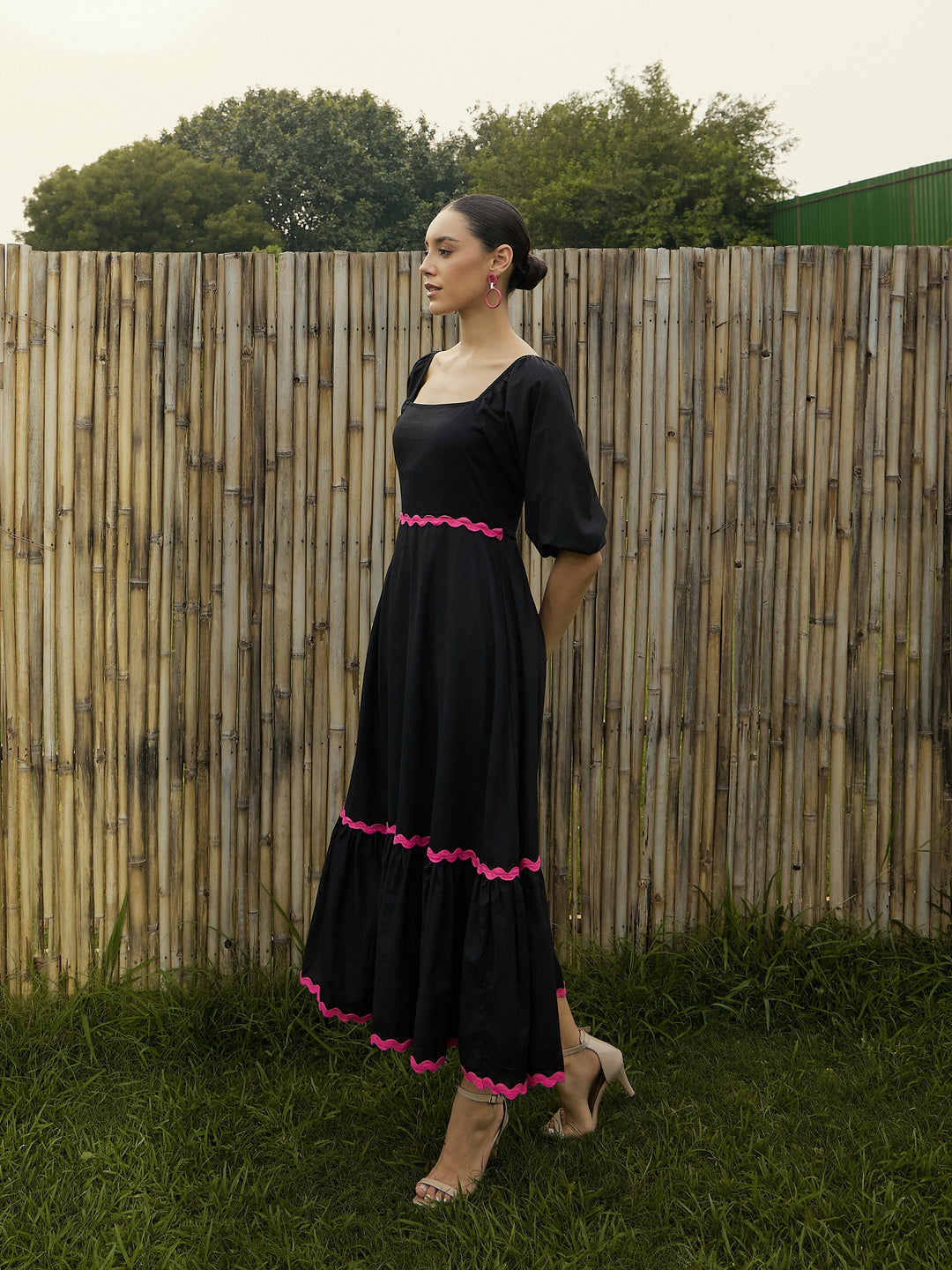 Women Ric Rac Lace Square Neck Maxi Dress