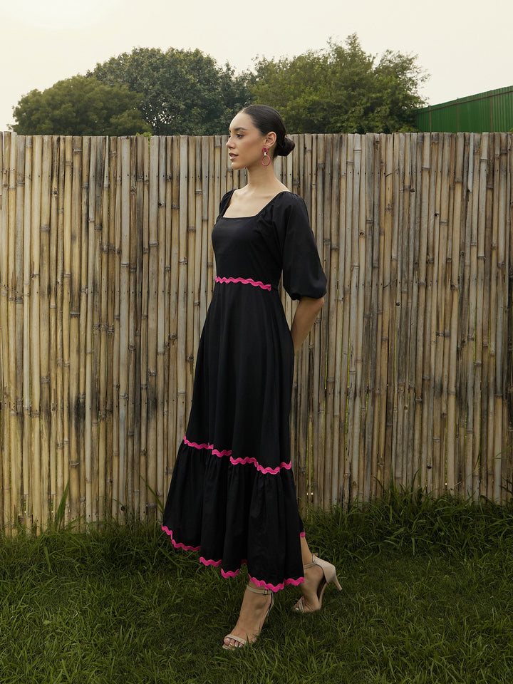 Women Ric Rac Lace Square Neck Maxi Dress