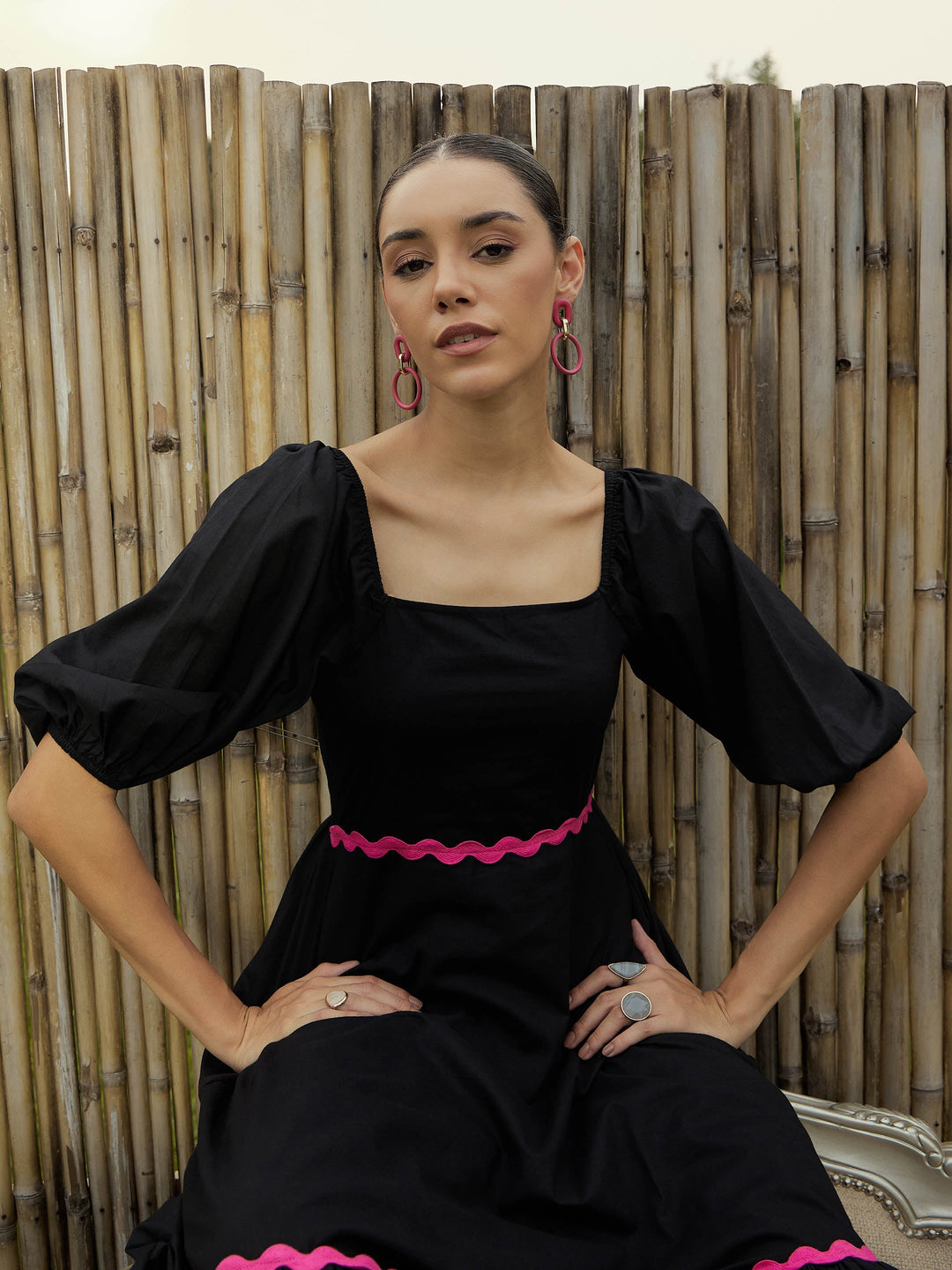 Women Ric Rac Lace Square Neck Maxi Dress