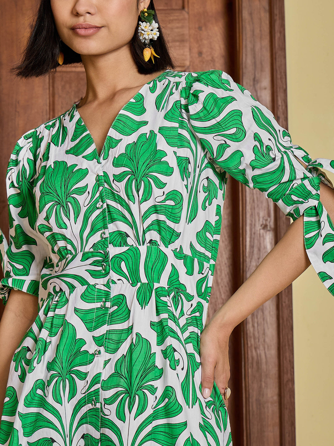 Women Front Button Midi Dress