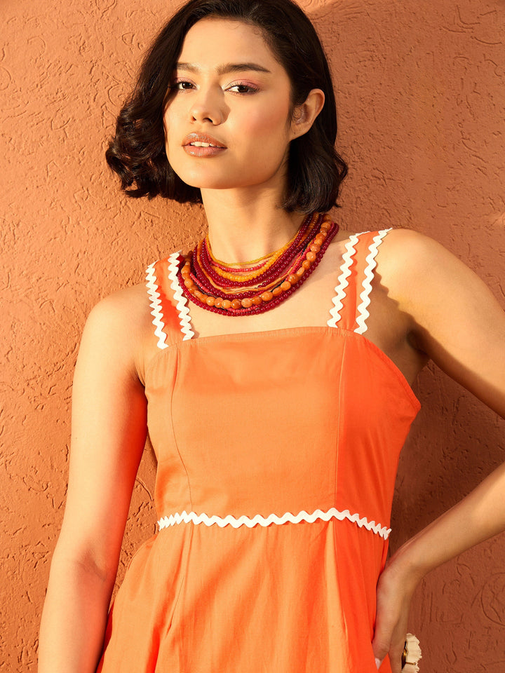 Women Ric Rac Lace Strappy Tiered Maxi Dress