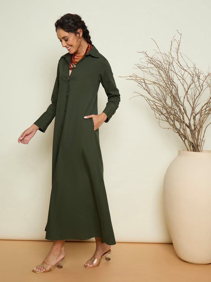 Women Foil Print Longline Shirt Dress